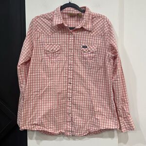 Wrangler Pink Plaid Button Down Shirt